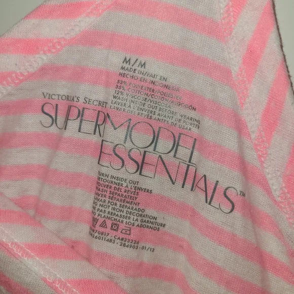 Victoria's Secret Y2K Runway Supermodel Essentials Pink/white Bling Tank Top M - Picture 4 of 4